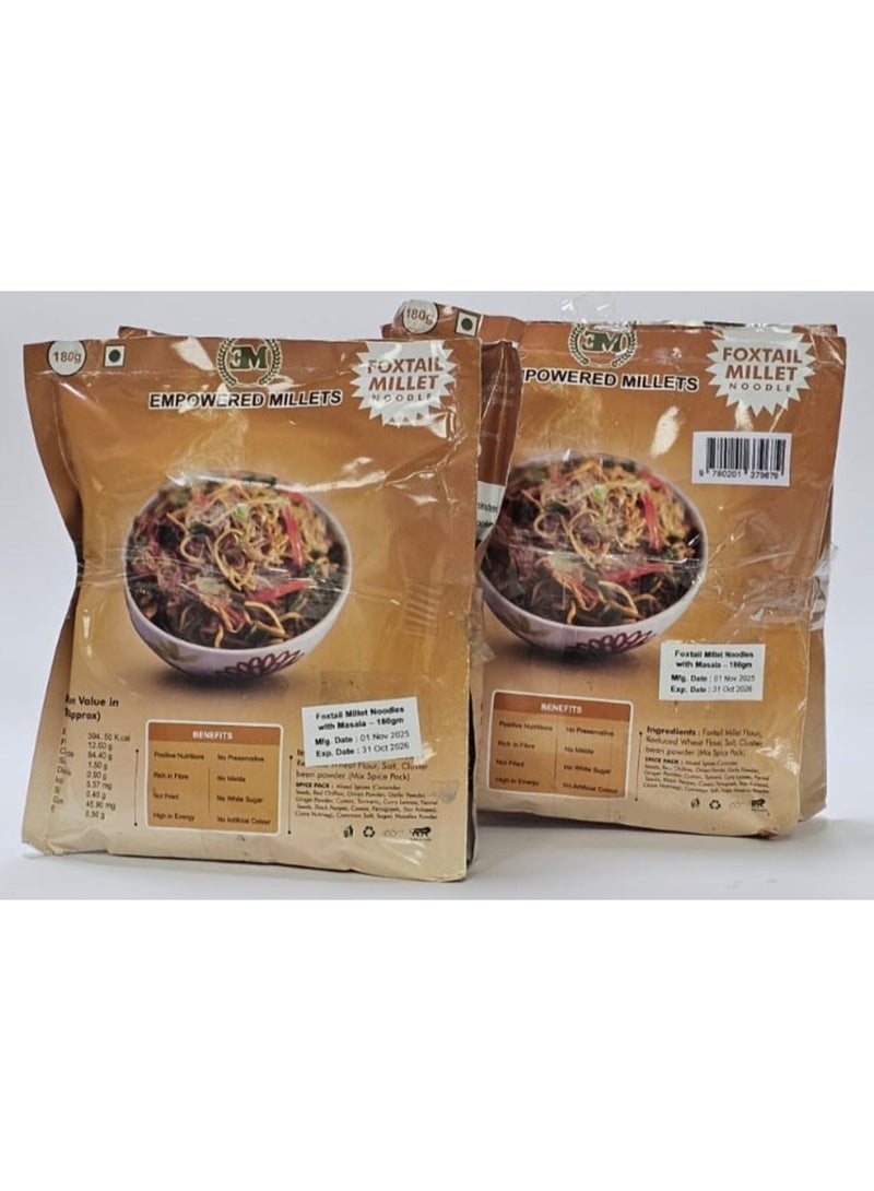 Empowered Millets Foxtail Millet Noodles with Masala (180g pack of 2) - Image 2